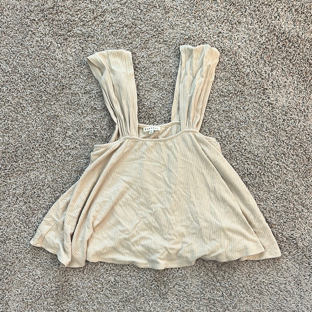 BaeVely tan cropped flowy tank top Sz L